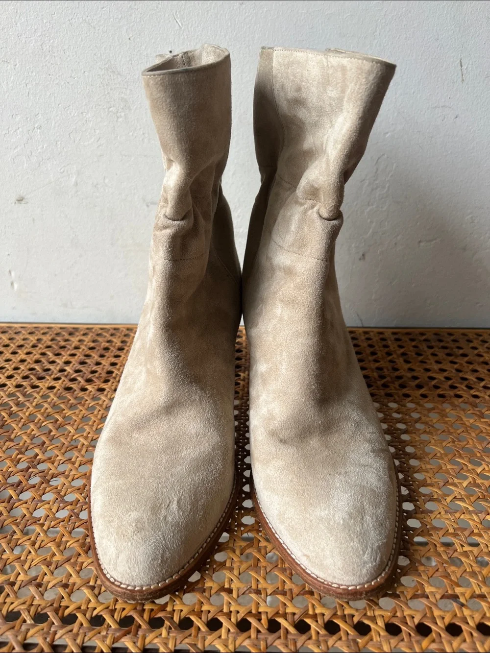 Marion Parke Lola Suede Women's Ankle Boots - Beige-Italy